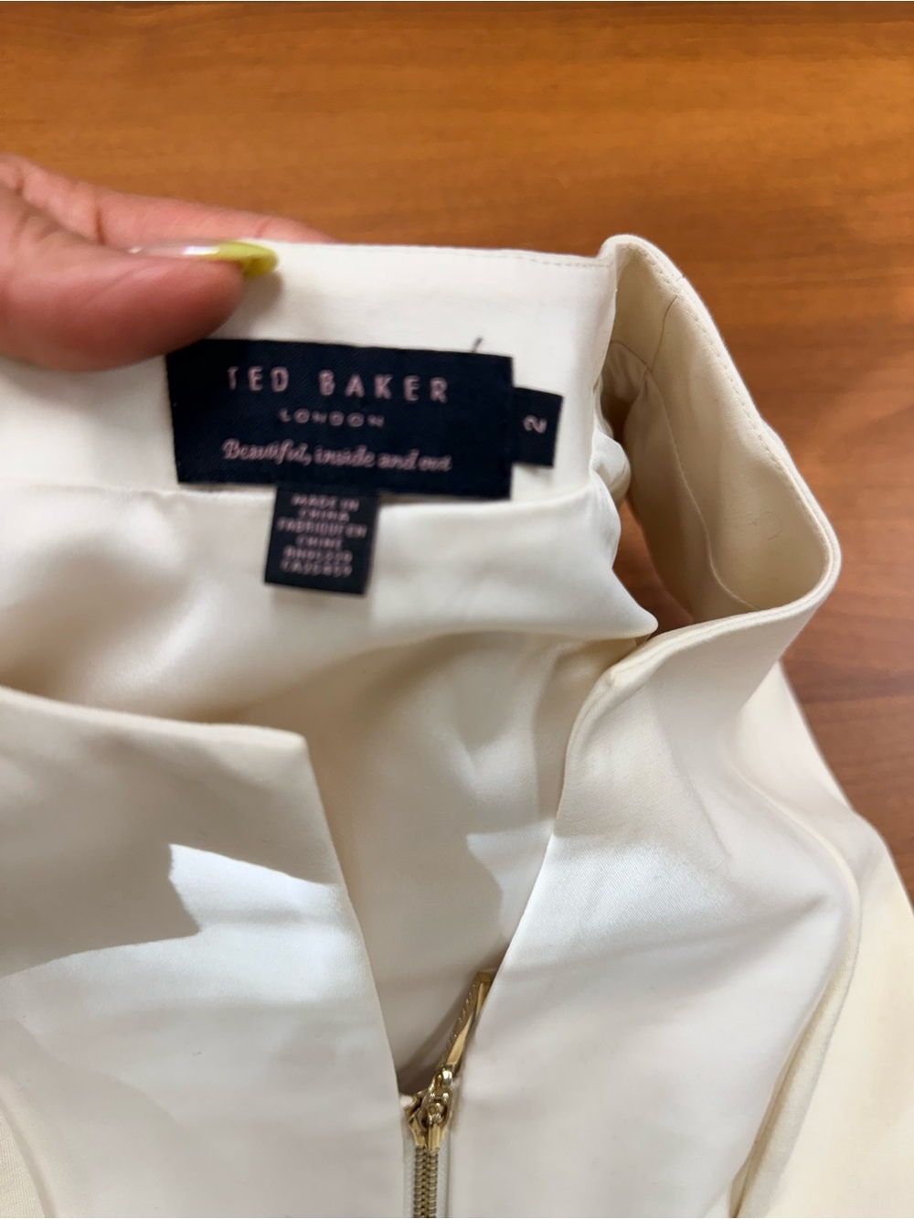 Ted Baker Cream Dress with Gold Zip